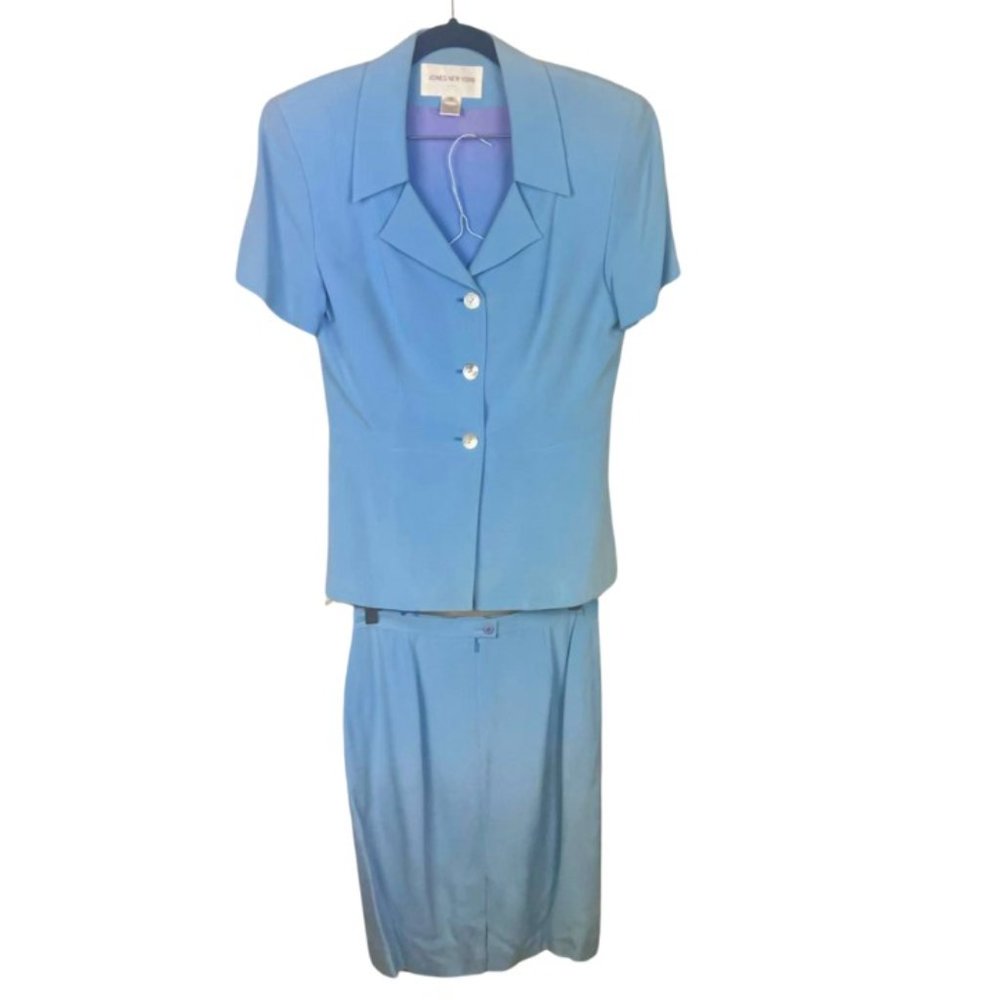 Jones New York Navy Blue Suit Skirt, %100 Silk, Vintage, Size 10